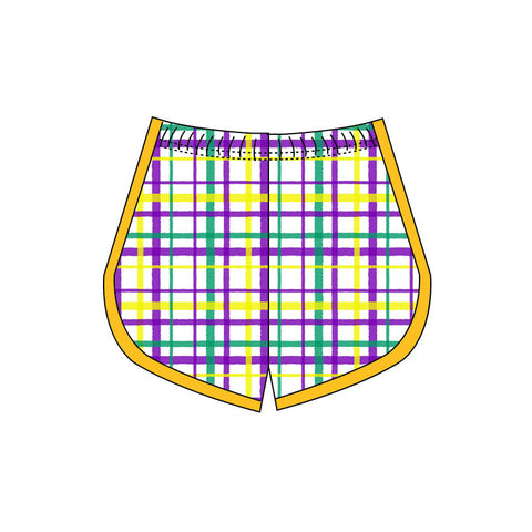 Preorder 10.20 MOQ 5 pcs SS0658 Mardi Gras Plaid Girl's Shorts