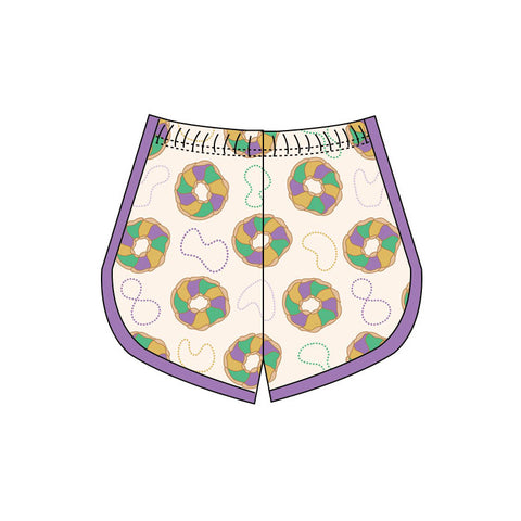 Preorder 10.20 MOQ 5 pcs SS0659 Mardi Gras Donut Girl's Shorts