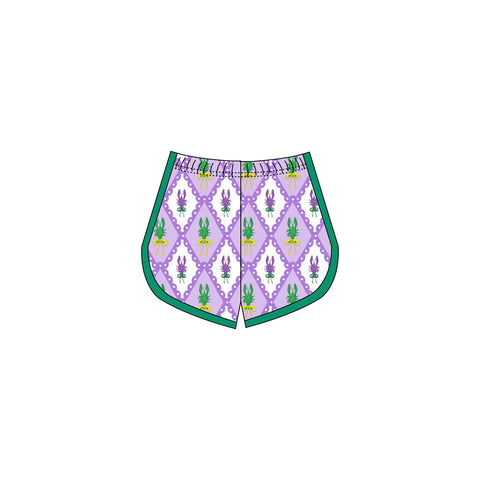 Preorder 10.20 MOQ 5 pcs SS0661 Mardi Gras Crawfish Girl's Shorts