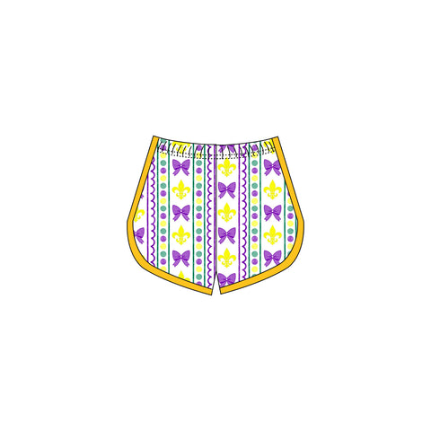 Preorder 10.20 MOQ 5 pcs SS0662 Mardi Gras Bows Girl's Shorts