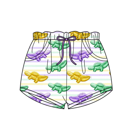Preorder 10.21 MOQ 5 pcs SS0678 Mardi Gras Crocodile Girl's Shorts