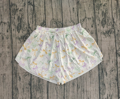 Preorder Samples SS0679 Mardi Gras Bows Yoga Adult Women Shorts