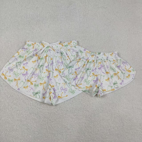 SS0679,SS0682 Mardi Gras Bows Mommy and me Sports Shorts Styles