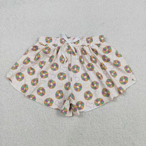 SS0680 Mardi Gras Donut Yoga Adult Women Shorts
