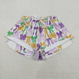 SS0681 Mardi Gras Bows Yoga Adult Women Shorts