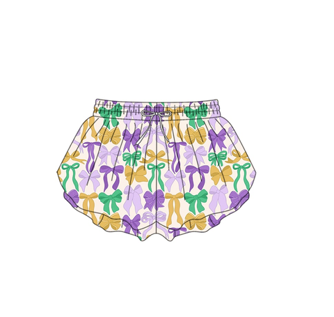 10.10 Pre-order SS0681 Adult women Mardi Gras bow purple Shorts yoga