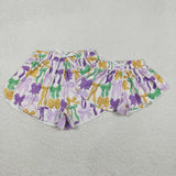 SS0681,SS0684 Mardi Gras Bows Mommy and me Sports Shorts Styles
