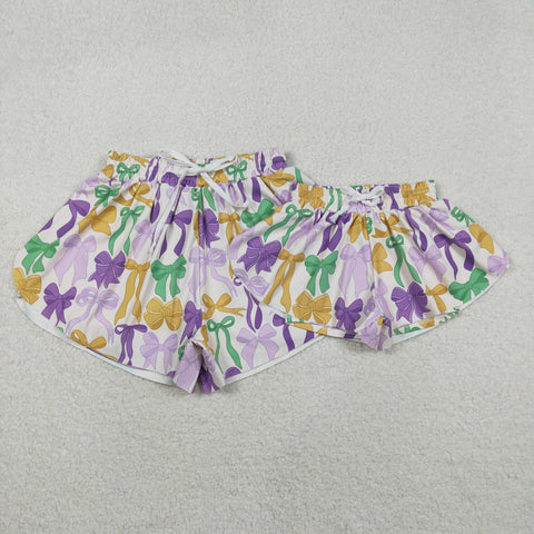 SS0681,SS0684 Mardi Gras Bows Mommy and me Sports Shorts Styles