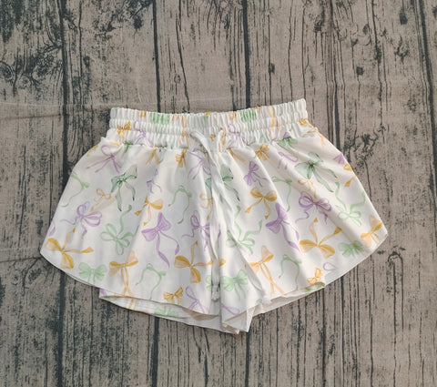 Preorder Samples SS0682 baby girls Mardi Gras Bow Shorts