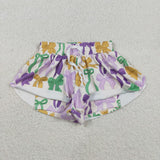 SS0684 Mardi Gras Bows Yoga Girl's Sports Shorts