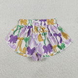 SS0684 Mardi Gras Bows Yoga Girl's Sports Shorts