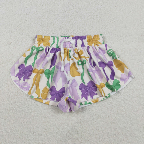 SS0684 Mardi Gras Bows Yoga Girl's Sports Shorts