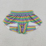 SS0685 Mardi Gras Stripe Yoga Girl's Sports Shorts