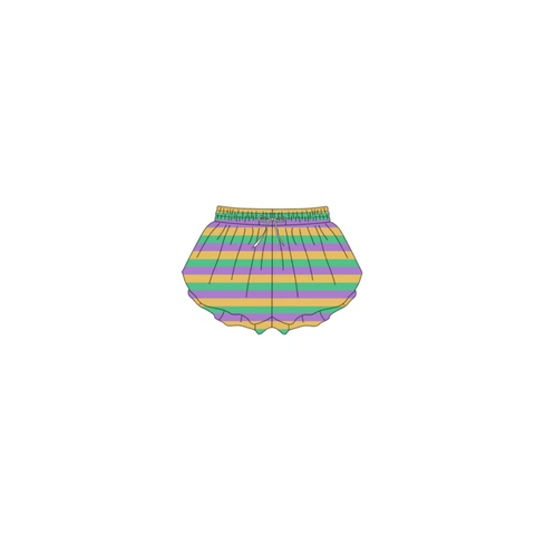 10.10  Pre-order SS0685 baby girls Mardi Gras stripe shorts