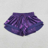 SS0686 Shiny Purple Mardi Gras Sports Girl's Shorts