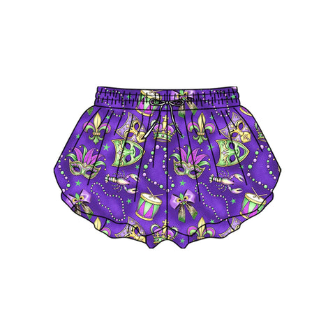 Preorder 11.20 MOQ 5 pcs SS0701 Mardi Gras Mask Yoga Girl's Shorts