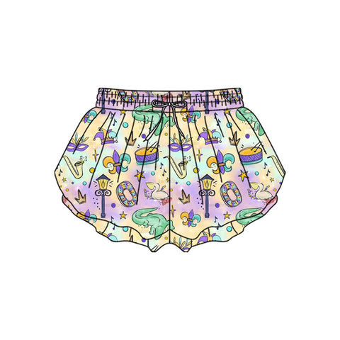 Preorder 11.20 MOQ 5 pcs SS0702 Mardi Gras Mask Yoga Girl's Shorts