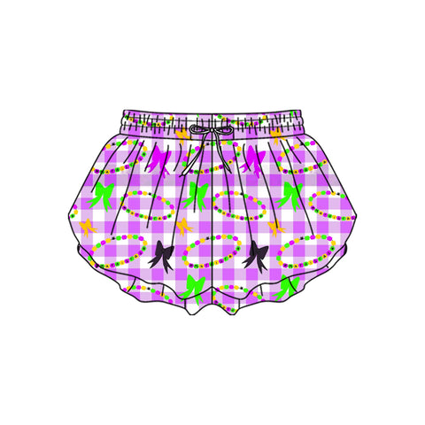 Preorder 11.20 MOQ 5 pcs SS0704 Mardi Gras Bows Yoga Girl's Shorts