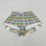 SS0706 Mardi Gras Stripe Yoga Adult Women Shorts