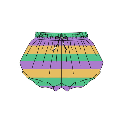 Preorder MOQ 5 pcs SS0706 Mardi Gras Stripe Yoga Adult Women Shorts
