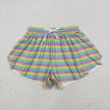 SS0706 Mardi Gras Stripe Yoga Adult Women Shorts