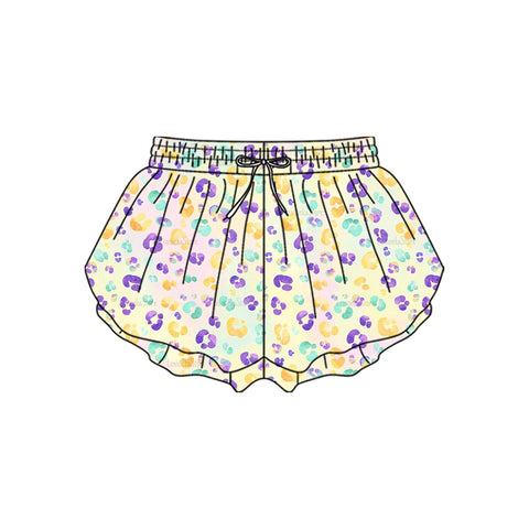 Preorder 11.20 MOQ 5 pcs SS0707 Mardi Gras Leopard Yoga Girl's Shorts