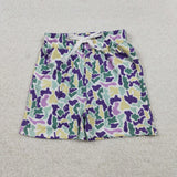 BSSO1583 Mardi Gras Mallard Ducks Camo Purple Boys Shorts Set