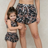 SS0768,SS0773 University Team Leopard Mommy and me Sports Shorts Styles