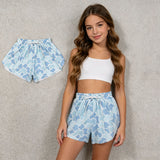 SS0769 Hunting Camo Blue Yoga Adult Women Shorts