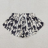 SS0770 Black Coquette Bows Yoga Girl's Shorts