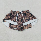 SS0772 Hunting Camo Brown Yoga Girl's Shorts