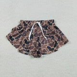 SS0772 Hunting Camo Brown Yoga Girl's Shorts