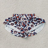 SS0819 University Team Blue Orange Leopard Yoga Girl's Shorts