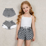 SS0865 Black Plaid Yoga Girl's Shorts