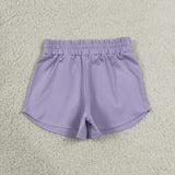 GSSO3759 Solid Purple Color Yoga Girls Shorts Set