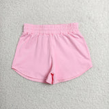 GSSO3761 Solid Pink Color Yoga Girls Shorts Set