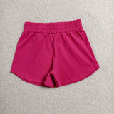 GSSO3764 Solid Hot Pink Color Yoga Girls Shorts Set