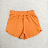 GSSO3766 Solid Orange Color Yoga Girls Shorts Set