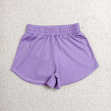 GSSO3769 Solid Lavender Color Yoga Girls Shorts Set