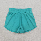 GSSO3771 Solid Mint Color Yoga Girls Shorts Set