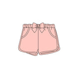 Preorder MOQ 5 pcs Each Color Solid Color Cotton Bows Sports Kids Girls Shorts