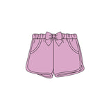 Preorder MOQ 5 pcs Each Color Solid Color Cotton Bows Sports Kids Girls Shorts