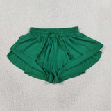 SS0938 Solid Color Green Yoga Girl's Shorts