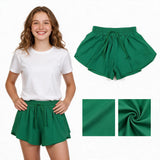 SS0938 Solid Color Green Yoga Girl's Shorts