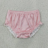 GBO0538 Pink Plaid Cute Baby Bummie Diaper Outfits
