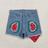 SS0948 Summer Watermelon Denim Girl's Shorts