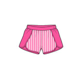 Preorder MOQ 5 pcs GLS0106 Solid Color Stripe Pink Pullover Yoga Girls Shorts Set