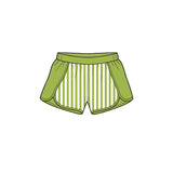 Preorder MOQ 5 pcs GLS0109 Solid Color Stripe Green Pullover Yoga Girls Shorts Set