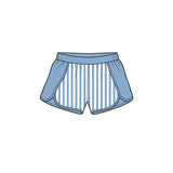 Preorder MOQ 5 pcs GLS0111 Solid Color Stripe Blue Pullover Yoga Girls Shorts Set
