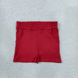 SS0960 Solid Red Yoga Girl's Shorts